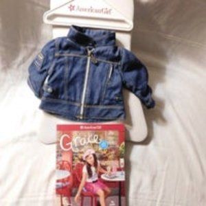 American Girl Doll Jean Jacket, American Girl Grace Book & American Girl Hanger